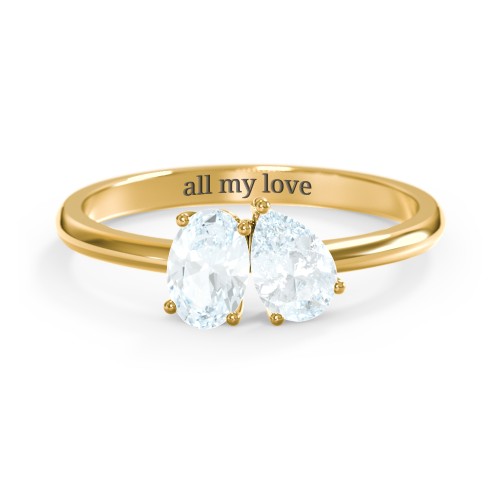 Toi et Moi Oval and Pear Gemstone Ring