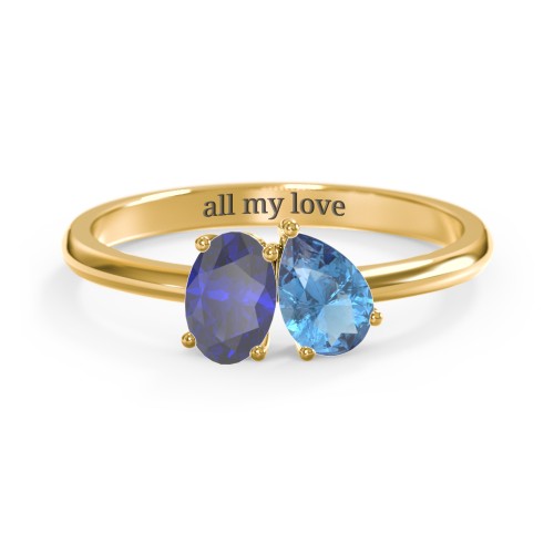 Toi et Moi Oval and Pear Gemstone Ring