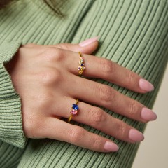 Toi et Moi Oval and Pear Gemstone Ring