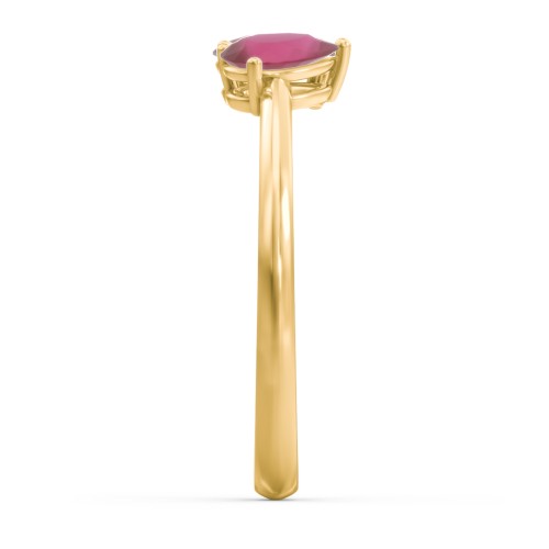 Toi et Moi Oval and Pear Gemstone Ring – 18K Gold Plated Silver with Ruby