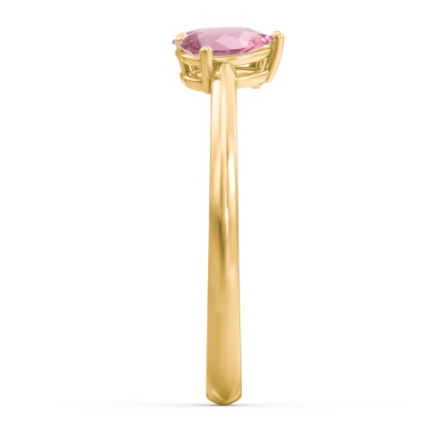 Toi et Moi Oval and Pear Gemstone Ring – 18K Gold Plated Silver with Pink Tourmaline