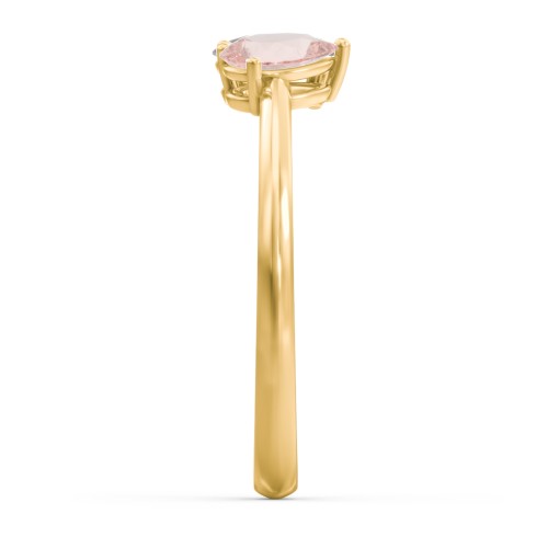 Toi et Moi Oval and Pear Gemstone Ring – 18K Gold Plated Silver with Ruby and Morganite