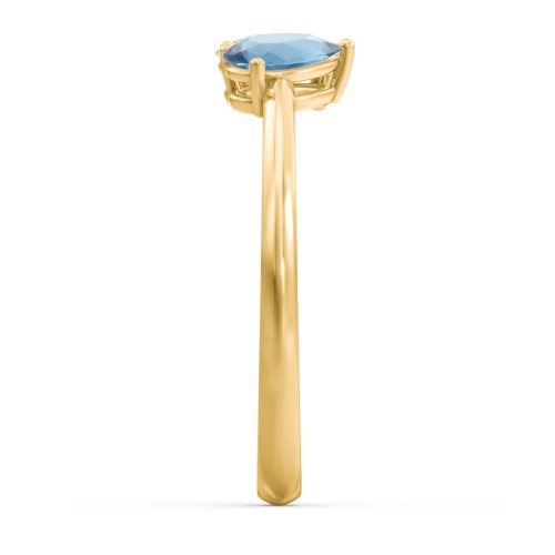 Toi et Moi Oval and Pear Gemstone Ring – 18K Gold Plated Silver with Peridot and Blue Topaz