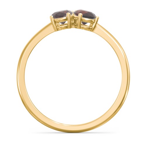 Toi et Moi Oval and Pear Gemstone Ring – 18K Gold Plated Silver with Garnet