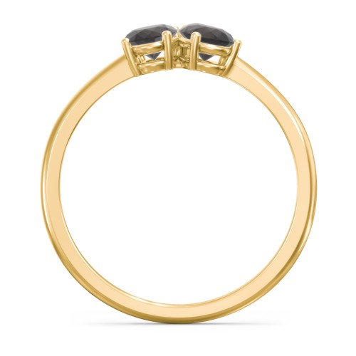 Toi et Moi Oval and Pear Gemstone Ring – 18K Gold Plated Silver with Smokey Quartz