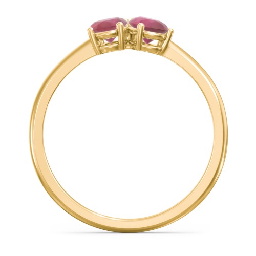 Toi et Moi Oval and Pear Gemstone Ring – 18K Gold Plated Silver with Ruby