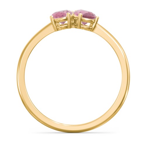 Toi et Moi Oval and Pear Gemstone Ring – 18K Gold Plated Silver with Pink Tourmaline