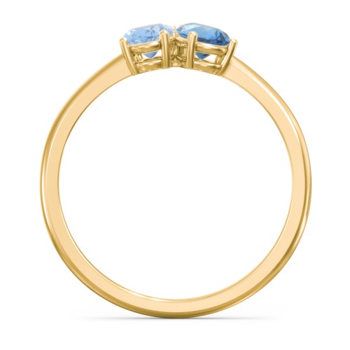 Toi et Moi Oval and Pear Gemstone Ring – 18K Gold Plated Silver with Blue Topaz