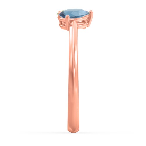Toi et Moi Oval and Pear Gemstone Ring – 10K Rose Gold with Peridot and Blue Topaz