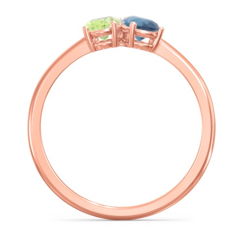 Toi et Moi Oval and Pear Gemstone Ring – 10K Rose Gold with Peridot and Blue Topaz