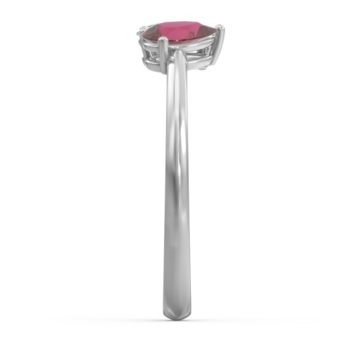 Toi et Moi Oval and Pear Gemstone Ring – Sterling Silver with Emerald and Ruby