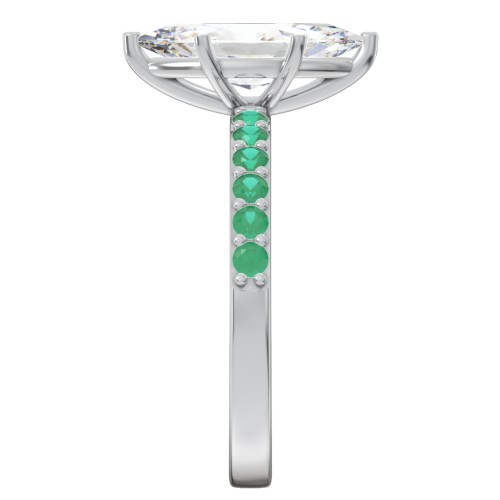 2 ct. Marquise CZ Engagement Ring with Accents – Sterling Silver with Cubic Zirconia and Emerald