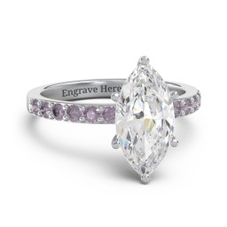 2 ct. Marquise CZ Engagement Ring with Accents in 925 Sterling Silver with Cubic Zirconia and Alexandrite