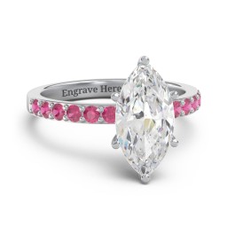2 ct. Marquise CZ Engagement Ring with Accents in 925 Sterling Silver with Cubic Zirconia and Ruby