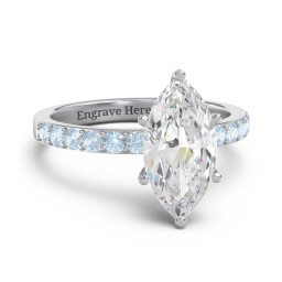 2 ct. Marquise CZ Engagement Ring with Accents in 925 Sterling Silver with Cubic Zirconia and Blue Topaz