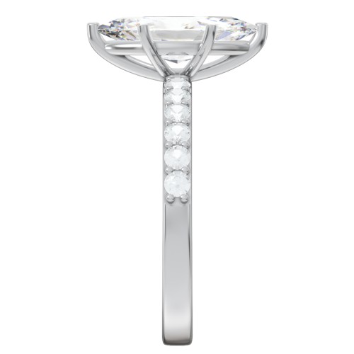 2 ct. Marquise CZ Engagement Ring with Accents – Sterling Silver with Cubic Zirconia and Aquamarine