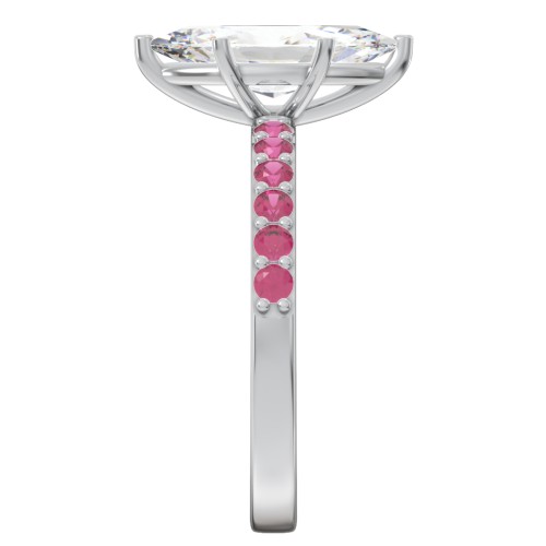 2 ct. Marquise CZ Engagement Ring with Accents – Sterling Silver with Cubic Zirconia and Ruby
