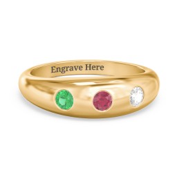 Round Stone Dome Ring in 18K Gold Plated Silver with Emerald, Ruby, Cubic Zirconia, Lavender Premium Zirconia, and Mint Premium Zirconia