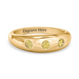 Round Stone Dome Ring in 18K Gold Plated Silver with Citrine, Lavender Premium Zirconia, and Mint Premium Zirconia