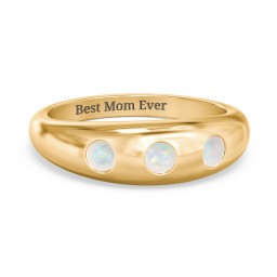 Round Stone Dome Ring in 18K Gold Plated Silver with Opal, Lavender Premium Zirconia, and Mint Premium Zirconia