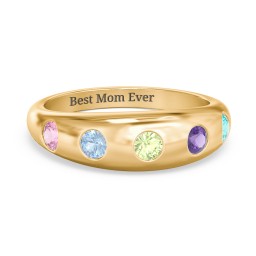Round Stone Dome Ring in 18K Gold Plated Silver with Pink Tourmaline, Blue Topaz, Peridot, Lavender Premium Zirconia, and Mint Premium Zirconia