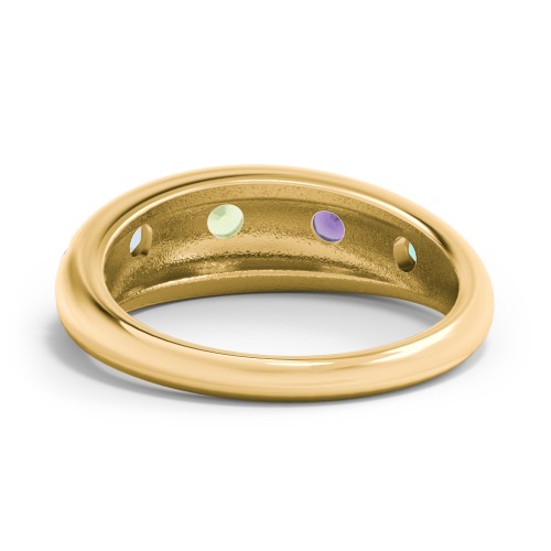 Round Stone Dome Ring – 18K Gold Plated Silver with Pink Tourmaline, Blue Topaz, Peridot, Amethyst, and Mint Premium Zirconia