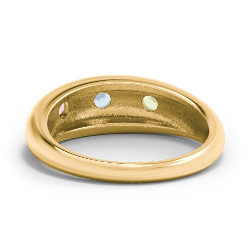 Round Stone Dome Ring – 18K Gold Plated Silver with Pink Tourmaline, Blue Topaz, and Peridot