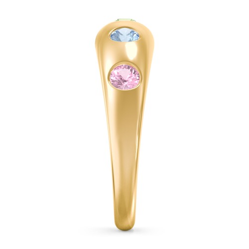 Round Stone Dome Ring – 18K Gold Plated Silver with Pink Tourmaline, Blue Topaz, Peridot, Amethyst, and Mint Premium Zirconia