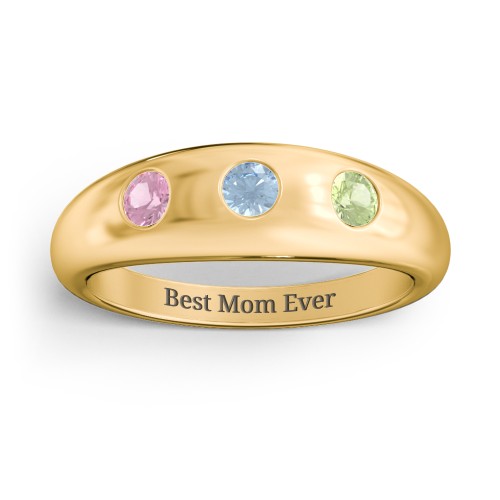 Round Stone Dome Ring – 18K Gold Plated Silver with Pink Tourmaline, Blue Topaz, and Peridot