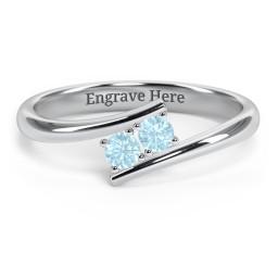 2 Birthstone Bypass Ring