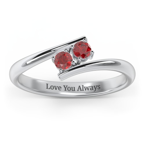 2 Birthstone Bypass Ring