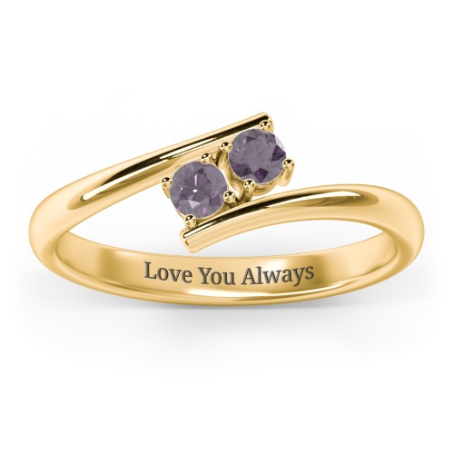 2 Birthstone Bypass Ring