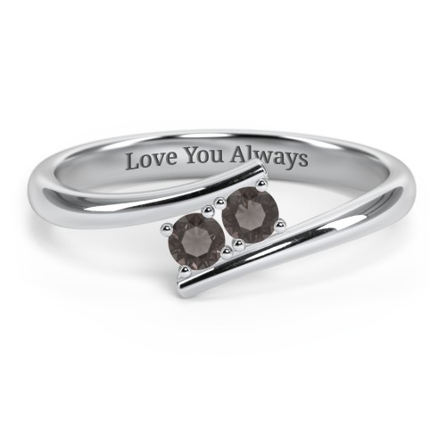 2 Birthstone Bypass Ring