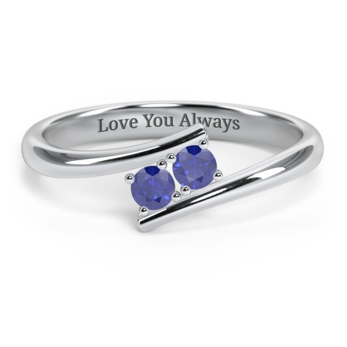 2 Birthstone Bypass Ring