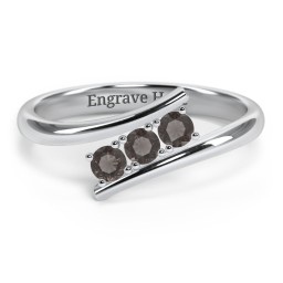 3 Birthstone Bypass Ring