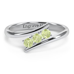 3 Birthstone Bypass Ring