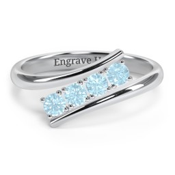 4 Birthstone Bypass Ring