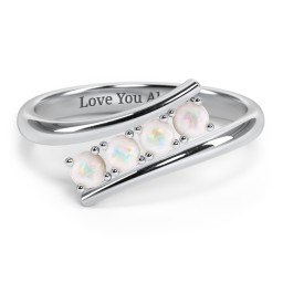 4 Birthstone Bypass Ring