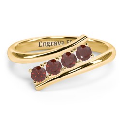 4 Birthstone Bypass Ring in 18K Gold Plated Silver with Garnet