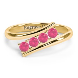 4 Birthstone Bypass Ring in 18K Gold Plated Silver with Ruby
