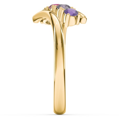 4 Birthstone Bypass Ring – 10K Yellow Gold with Amethyst, Alexandrite, Ruby, and Citrine