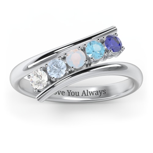 5 Birthstone Bypass Ring