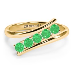 5 Birthstone Bypass Ring in 18K Gold Plated Silver with Emerald