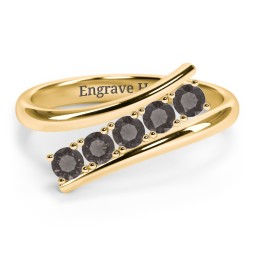 5 Birthstone Bypass Ring in 18K Gold Plated Silver with Smokey Quartz