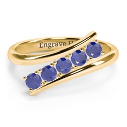 5 Birthstone Bypass Ring in 18K Gold Plated Silver with Blue Sapphire