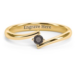 Birthstone Bypass Ring in 18K Gold Plated Silver with Smokey Quartz