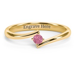 Birthstone Bypass Ring in 18K Gold Plated Silver with Pink Tourmaline