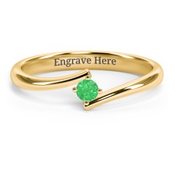 Birthstone Bypass Ring in 18K Gold Plated Silver with Emerald