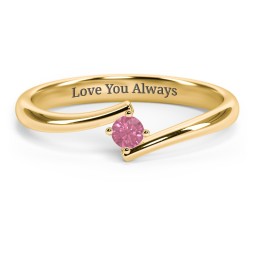 Birthstone Bypass Ring in 18K Gold Plated Silver with Pink Tourmaline