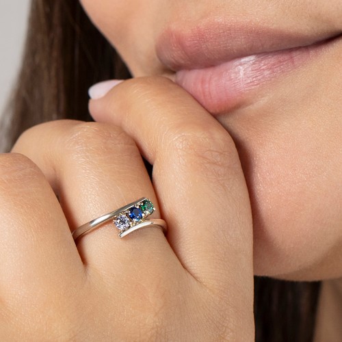 Birthstone Bypass Ring – 18K Gold Plated Silver with Ruby